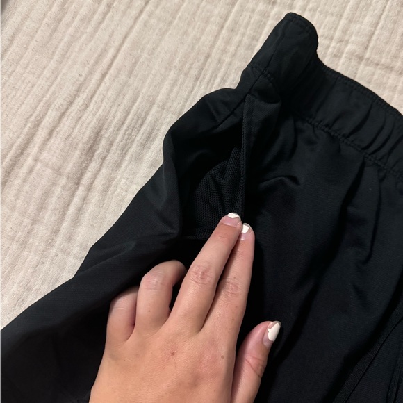 Nike Women's Black Athletic Shorts with White Logo - Picture 2 of 4